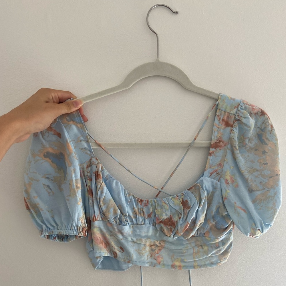 Isabelle’s cabinet blue tie dye top!  Strappy back!